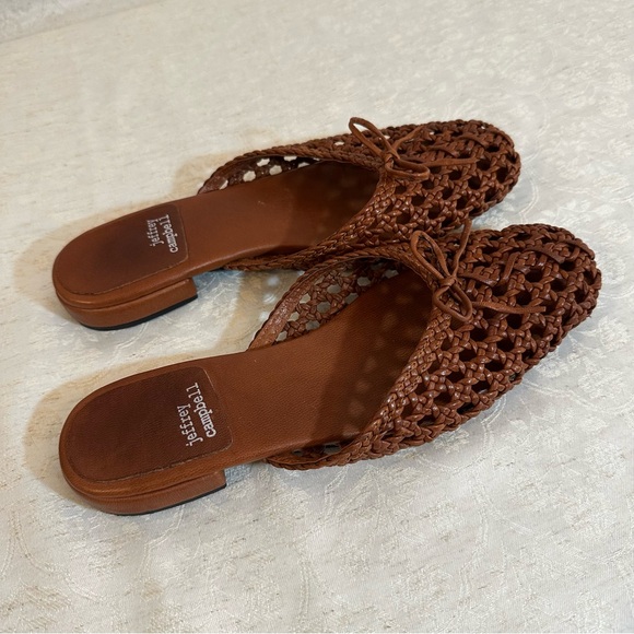 Jeffrey Campbell Weave Me Brown Leather Woven Slides – Size 9 - Picture 2 of 5